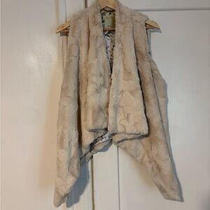 Anthropologie Fur and Floral Lined Vest
